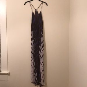 Purple and Brown Print Maxi Dress